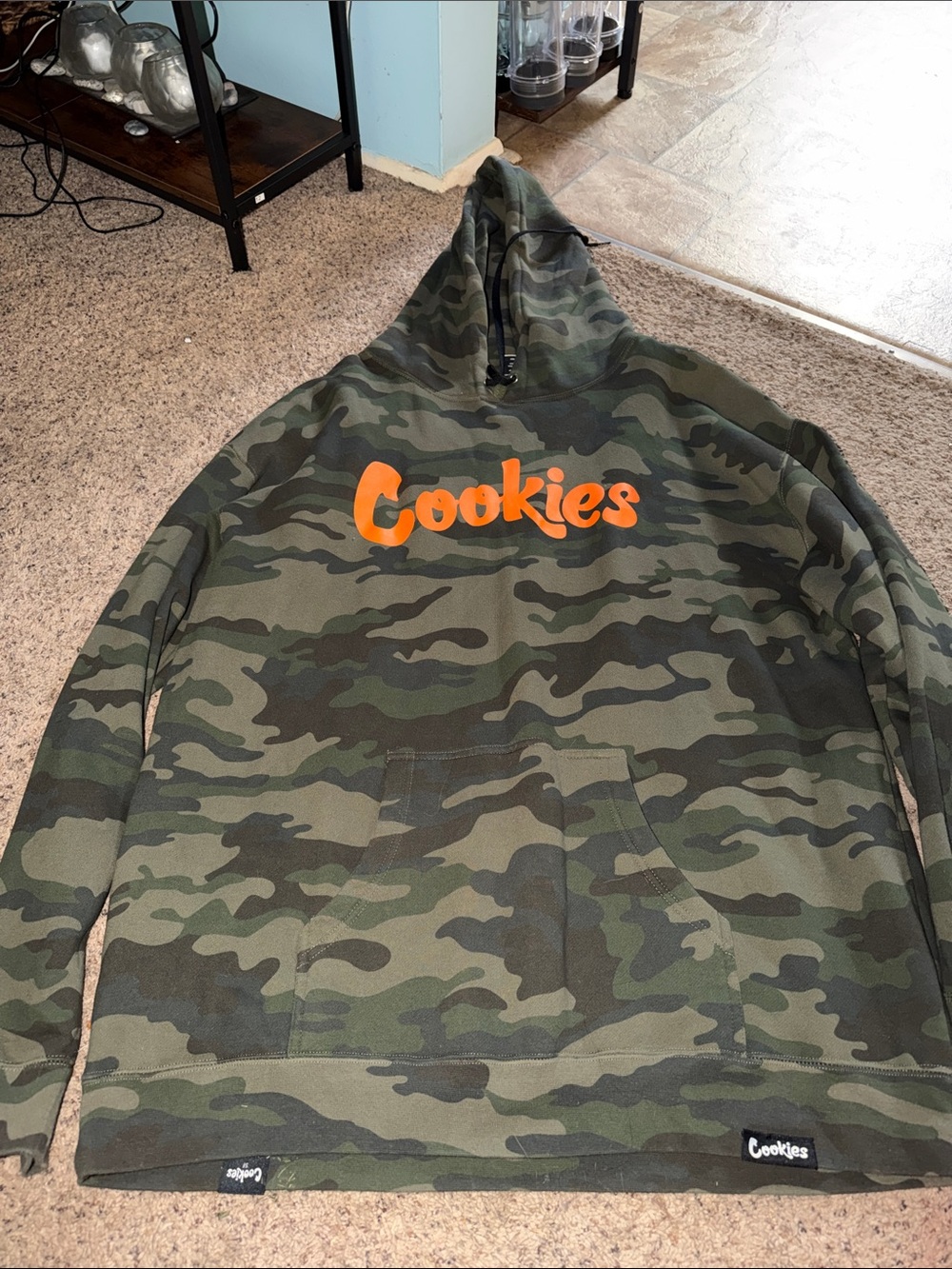 Cookies Men's Camo Hoodie with Orange Logo